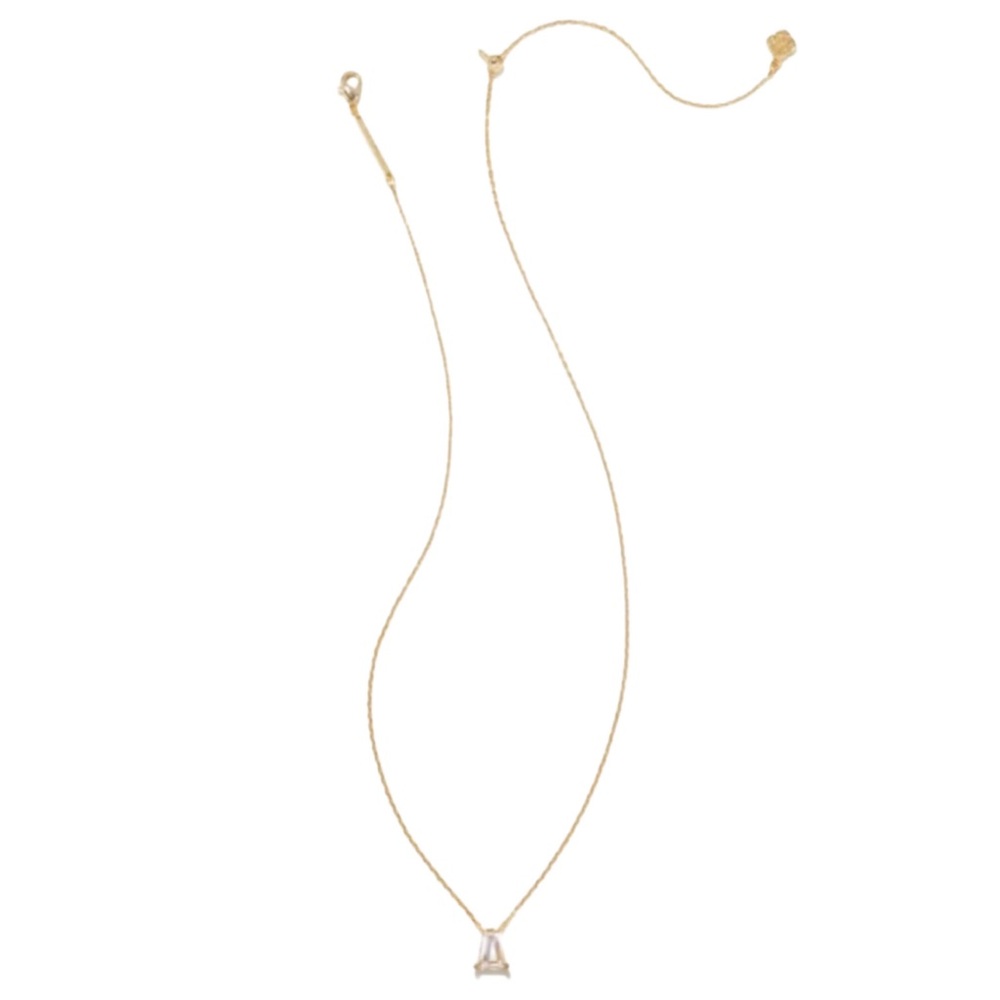 Kendra Scott Blair Gold Short Pendant Necklace in White CZ NWT - Picture 4 of 8